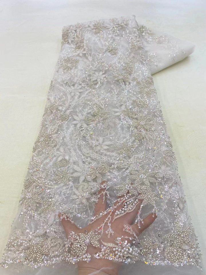 5 YARDS / 8 COLORS / Brielle Sequin Beaded Embroidered  Mesh Sparkly Lace Bridal Wedding Party Dress Fabric