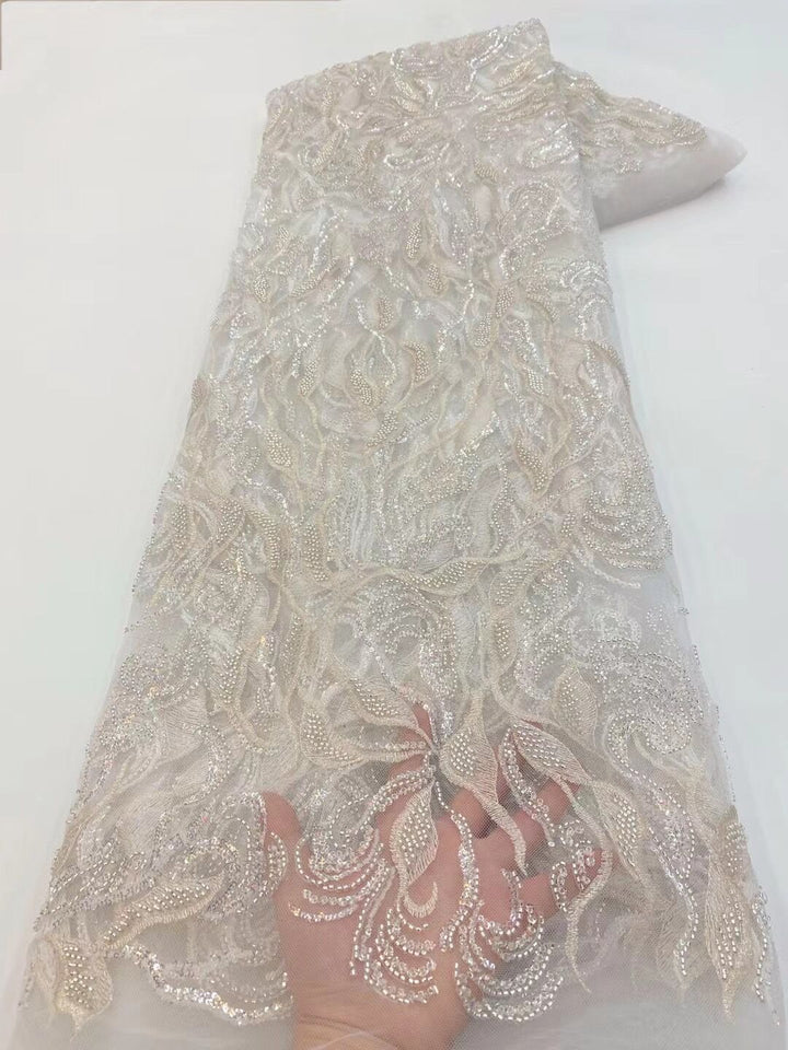 5 YARDS / 9 COLORS / Inaya Sequin Beaded Embroidered  Mesh Sparkly Lace Bridal Wedding Party Dress Fabric