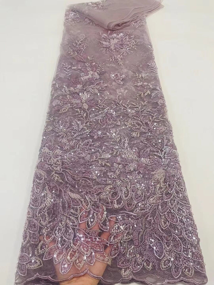 5 YARDS / 14 COLORI / Tessuto per abito da sposa in pizzo scintillante con paillettes e perline Eléa