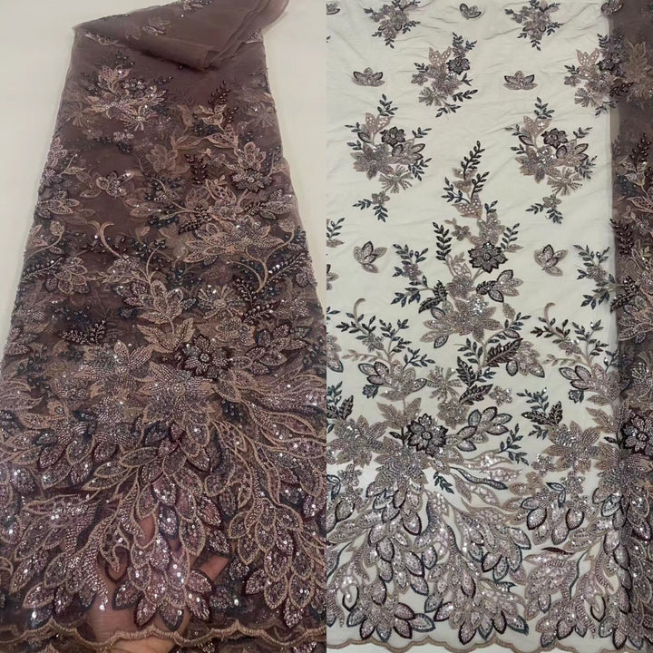 5 YARDS / 14 COLORI / Tessuto per abito da sposa in pizzo scintillante con paillettes e perline Eléa