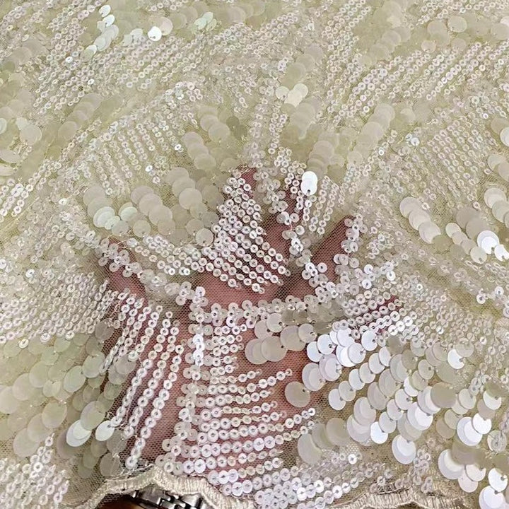 5 YARD / 7 COLORI / Tessuto Nolan per abiti da cerimonia nuziale in pizzo scintillante con ricami di perline e paillettes glitterate