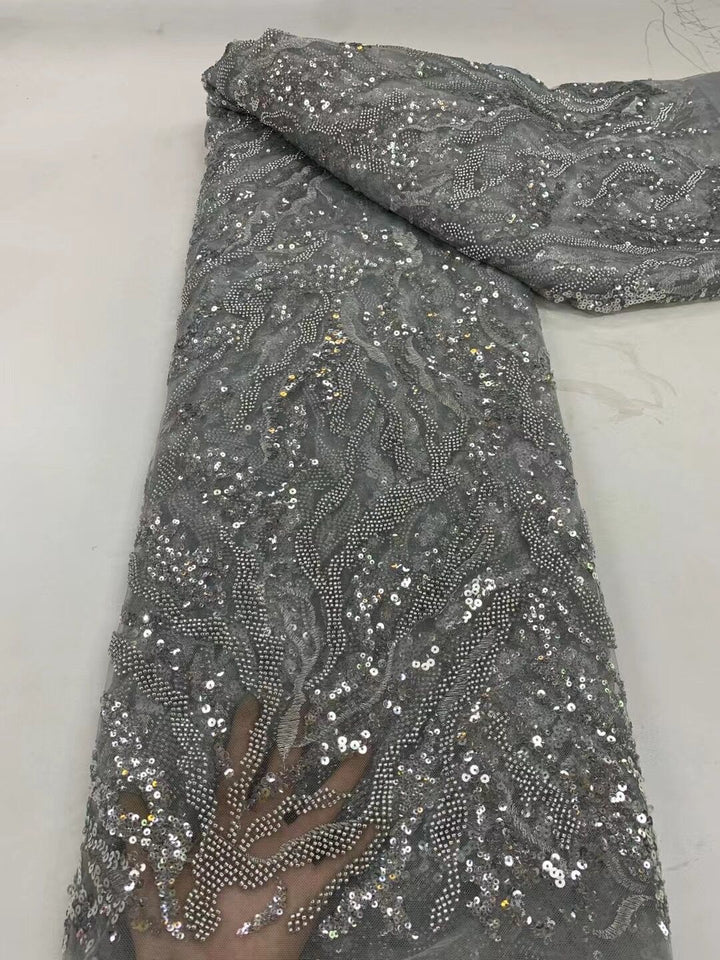 5 YARDS / 17 COLORS / Agathe Sequin Beaded Embroidered  Mesh Sparkly Lace Bridal Wedding Party Dress Fabric