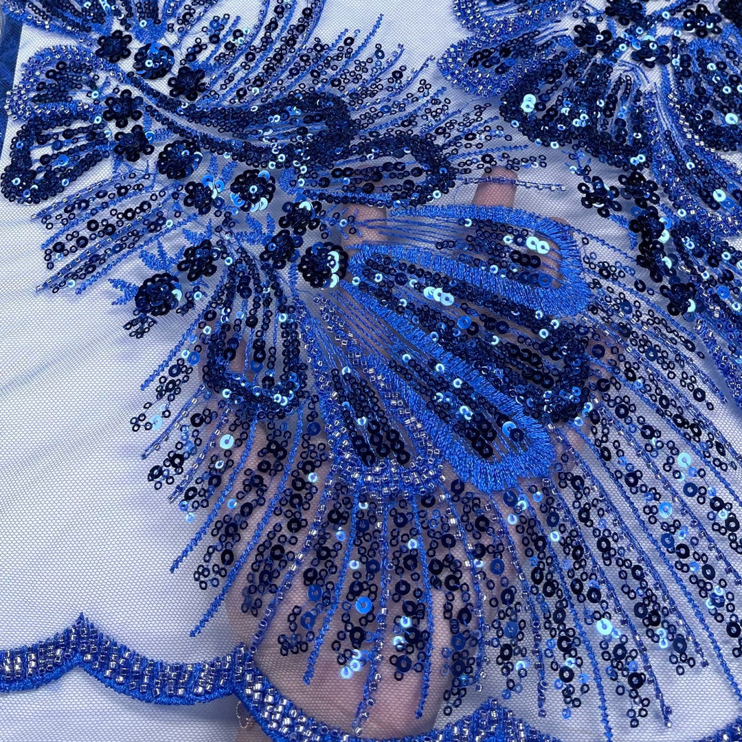 5 YARDS / 6 COLORS / Arielle Floral Beaded Embroidery Sequin Mesh Lace Classic Modern Fabrics 5 YARDS / 6 COLORS / Arielle Floral Beaded Embroidery Sequin Mesh Lace Classic Modern Fabrics
