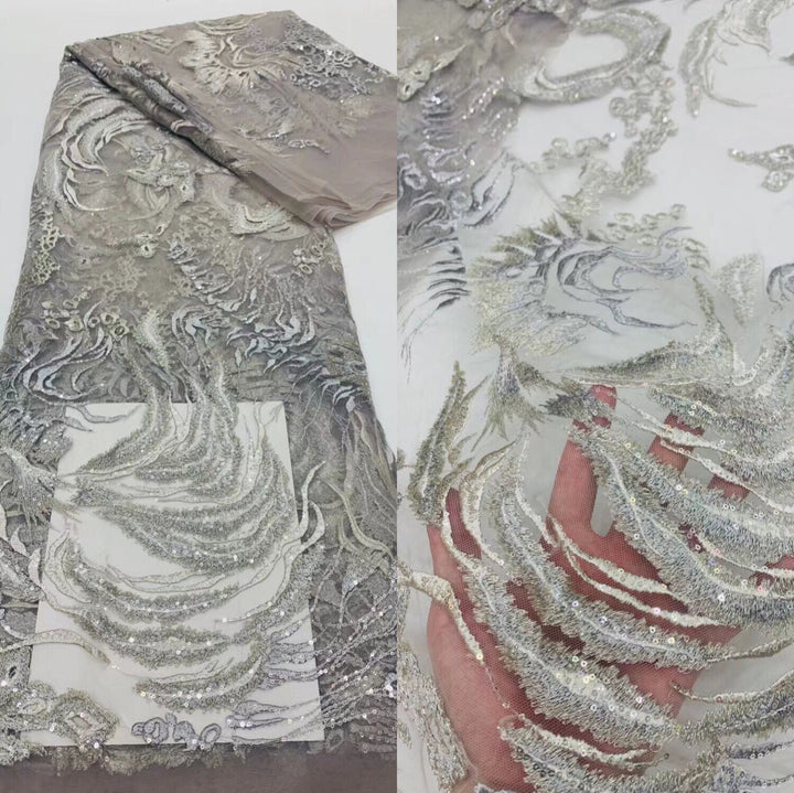 5 YARDS / 16 COLORI / Tessuto per abiti da cerimonia nuziale da sposa in pizzo scintillante con perline ricamate a rete Elie