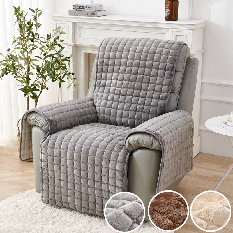 3 COLORS / Block Quilted Armchair Recliner Cover Couch Protector Sofa Throw For Couches Sectional Slipcover