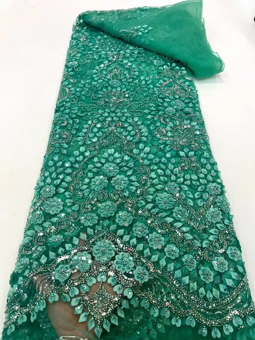 5 YARDS / 20 COLORI / Tessuto per abito da cerimonia nuziale da sposa in pizzo scintillante con paillettes e perline ricamate Elayne