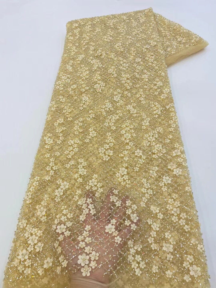 5 YARDS / 16 COLORS / Adele Sequin Beaded Embroidered  Mesh Sparkly Lace Bridal Wedding Party Dress Fabric