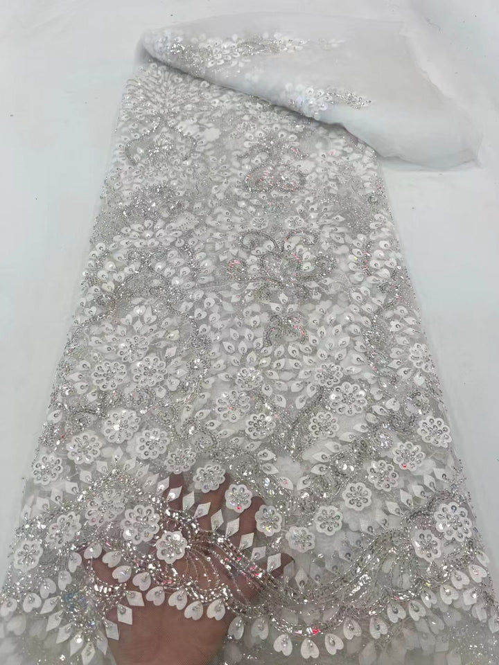 5 YARDS / 20 COLORI / Tessuto per abito da cerimonia nuziale da sposa in pizzo scintillante con paillettes e perline ricamate Elayne