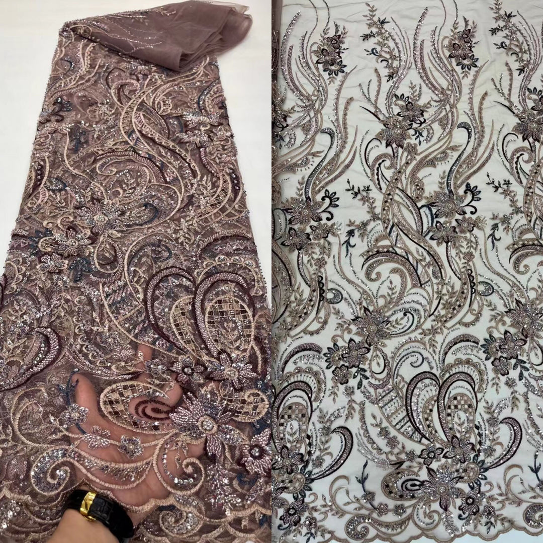 5 YARDS / 14 COLORI / Tessuto per abito da sposa in pizzo scintillante con paillettes e perline Eléa