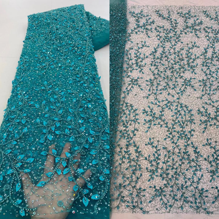 5 YARDS / 16 COLORS / Adele Sequin Beaded Embroidered  Mesh Sparkly Lace Bridal Wedding Party Dress Fabric