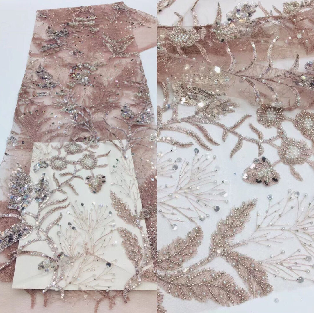 5 YARDS / 13 COLORI / Tessuto Jolie per abiti da sposa, ricami floreali con perline, rete di pizzo glitterato, ballo di fine anno