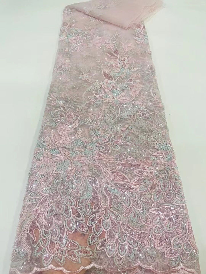 5 YARDS / 14 COLORS / Eléa Sequin Beaded Embroidered  Mesh Sparkly Lace Bridal Wedding Party Dress Fabric