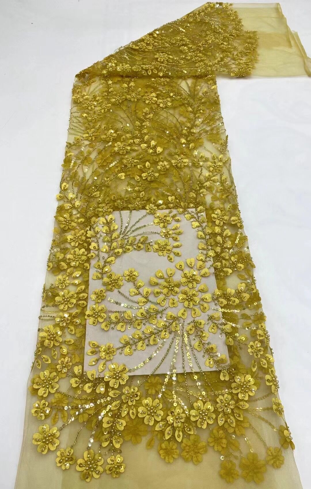 5 YARDS / 14 COLORI / Tessuto per abiti da cerimonia nuziale da sposa, in pizzo scintillante, con paillettes e perline, Édith