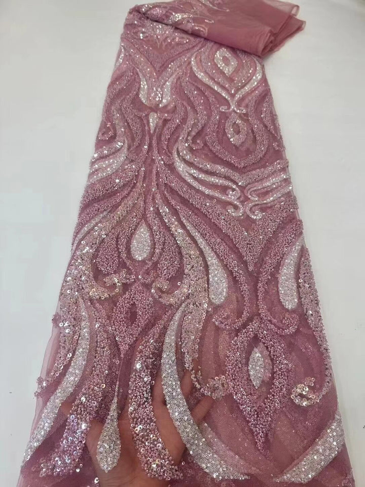 5 YARDS / 8 COLORI / Tessuto per abiti da cerimonia nuziale da sposa in pizzo scintillante con perline ricamate in rete con paillettes Clarette