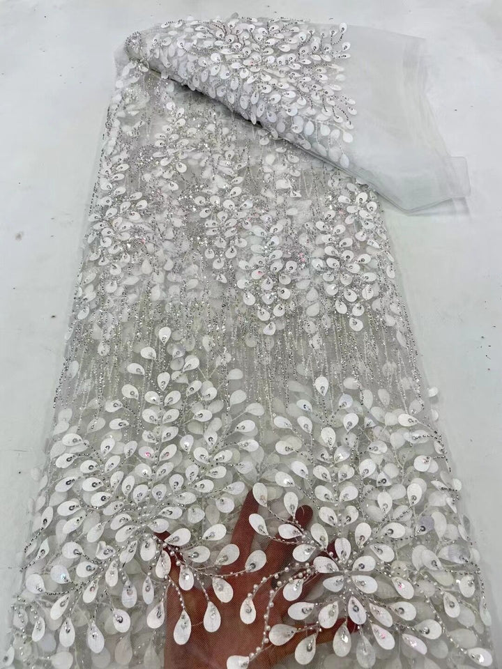 5 YARDS / 20 COLORI / Tessuto per abito da cerimonia nuziale da sposa in pizzo scintillante con paillettes e perline ricamate Elayne