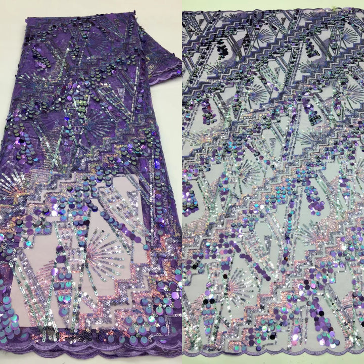 5 YARDS / 9 COLORS / Adalaide Sequin Beaded Embroidered  Mesh Sparkly Lace Bridal Wedding Party Dress Fabric