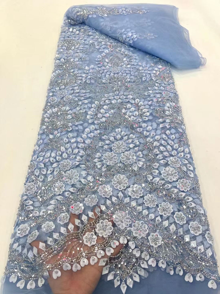 5 YARDS / 20 COLORI / Tessuto per abito da cerimonia nuziale da sposa in pizzo scintillante con paillettes e perline ricamate Elayne