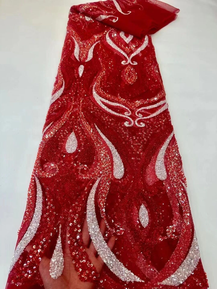 5 YARDS / 8 COLORI / Tessuto per abiti da cerimonia nuziale da sposa in pizzo scintillante con perline ricamate in rete con paillettes Clarette
