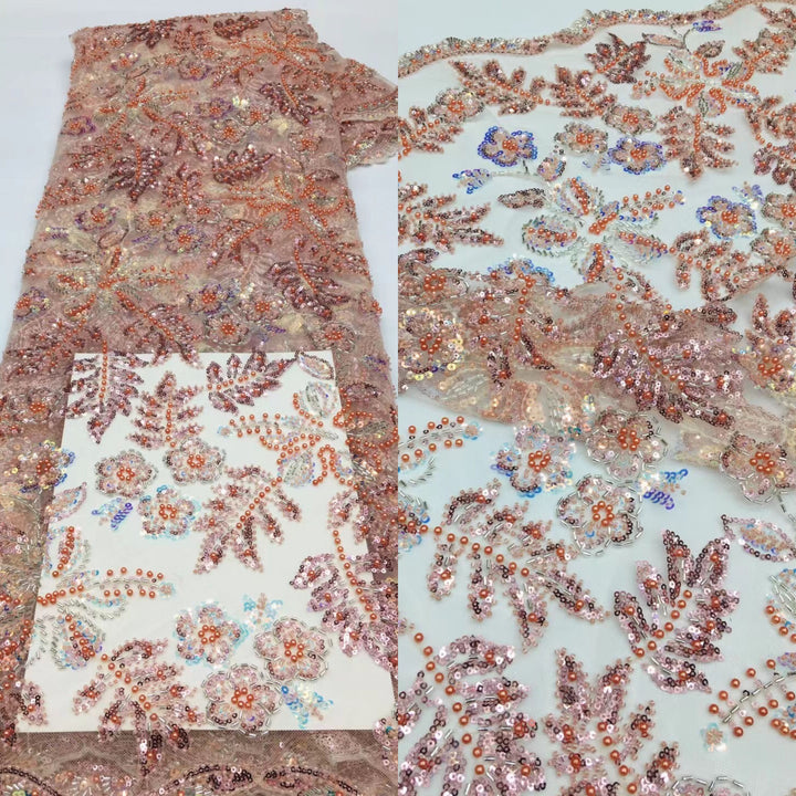 5 YARDS / 15 COLORS / Anne Sequin Beaded Embroidered  Mesh Sparkly Lace Bridal Wedding Party Dress Fabric