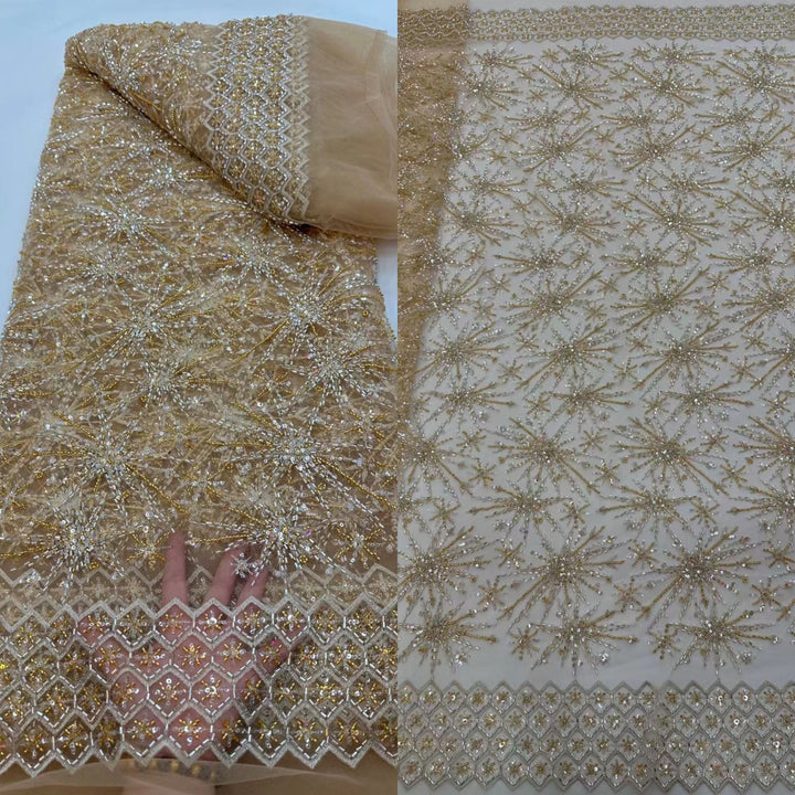 5 YARDS / 10 COLORI / Tessuto per abito da cerimonia nuziale da sposa in pizzo scintillante con paillettes e perline ricamate Bernadette