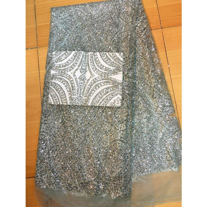 Angelica Metallic SILVER Glitter Embroidery Mesh Lace Fabric - Classic Modern Fabrics