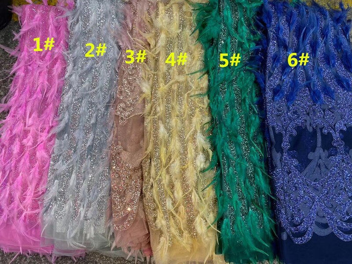 ax / 5 YARDS / 9 COLORS / Abstract Gradient Blocks Glitter Sequin Beaded Embroidery Tulle Mesh Lace Fabric - Classic Modern Fabrics