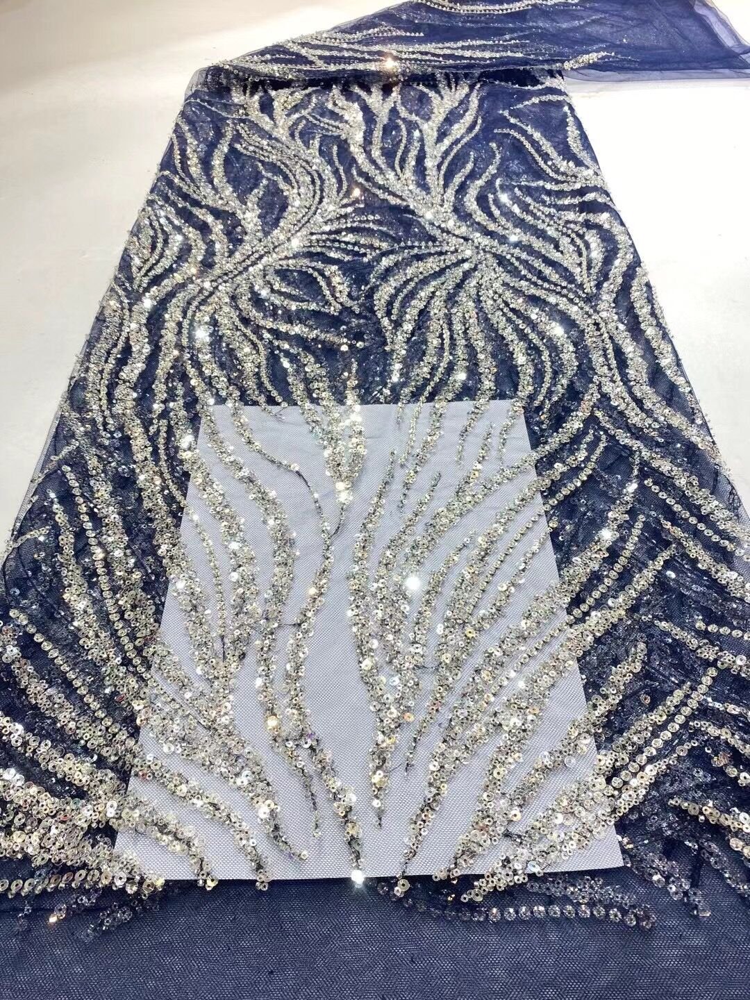 5 YARDS / 5 COLORS / Leslie Abstract Swirl Lines Sequin Beaded Embroidery Tulle Mesh Lace Party Prom Bridal Dress Fabric 5 YARDS / 5 COLORS / Leslie Abstract Swirl Lines Sequin Beaded Embroidery Tulle Mesh Lace Party Prom Bridal Dress Fabric