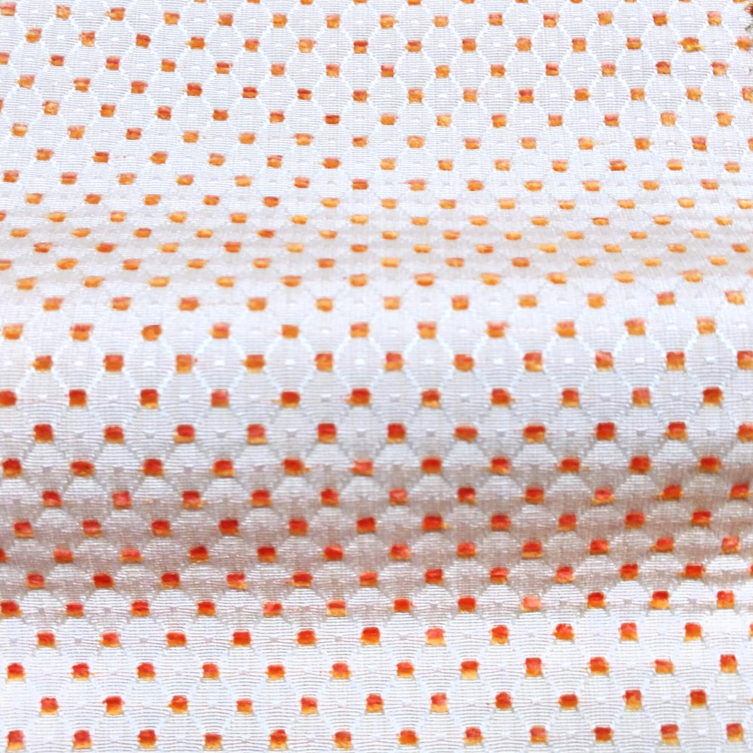 BALIS Beige Orange Geometric Dots Woven Jacquard Brocade Fabric - Classic & Modern