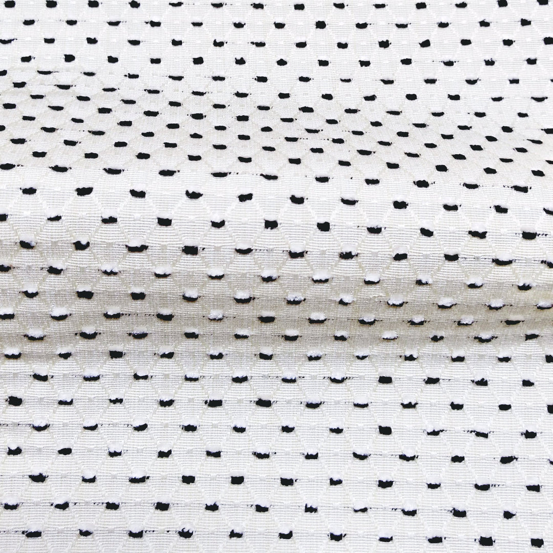 BALIS Black Beige Geometric Dots Woven Jacquard Brocade Fabric - Classic & Modern