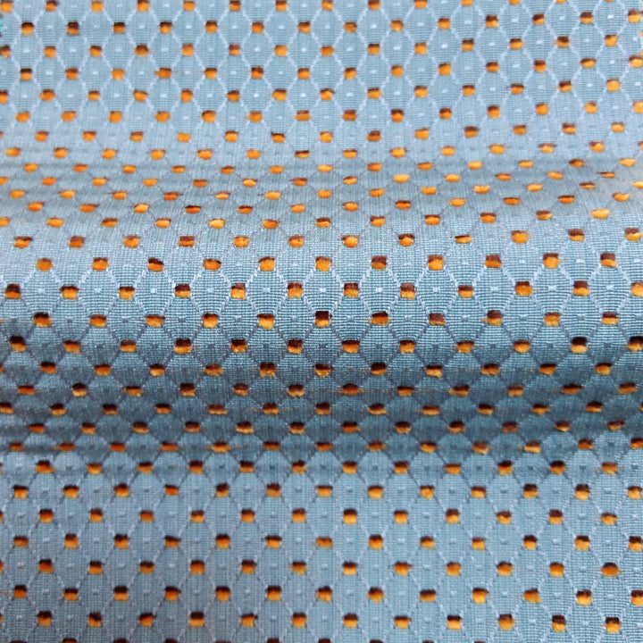 BALIS Blue Brown Geometric Dots Woven Jacquard Brocade Fabric - Classic & Modern