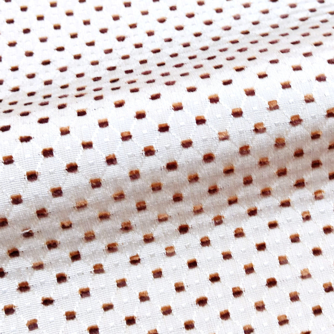 BALIS Brown Beige Geometric Dots Woven Jacquard Brocade Fabric - Classic & Modern