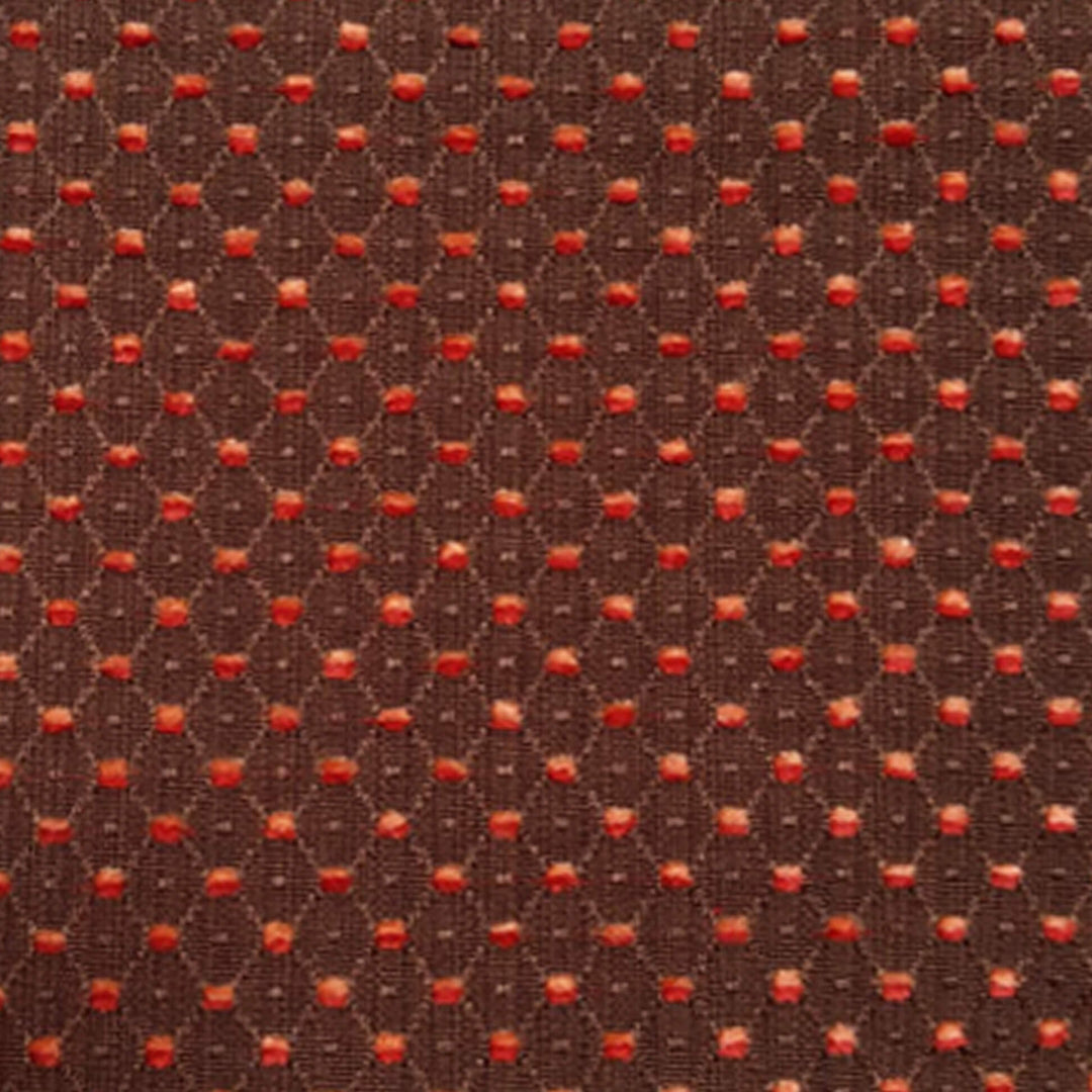 BALIS Brown Red Geometric Dots Woven Jacquard Brocade Fabric - Classic & Modern