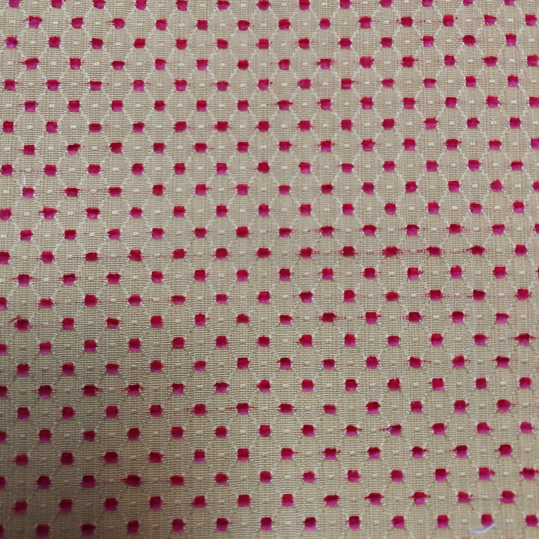 BALIS Red Beige Geometric Dots Woven Jacquard Brocade Fabric - Classic & Modern