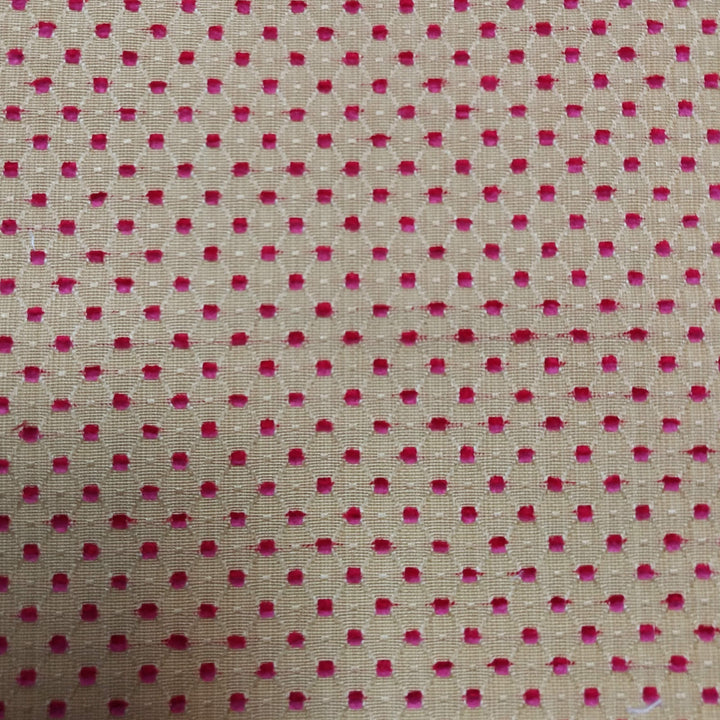 BALIS Red Beige Geometric Dots Woven Jacquard Brocade Fabric - Classic & Modern