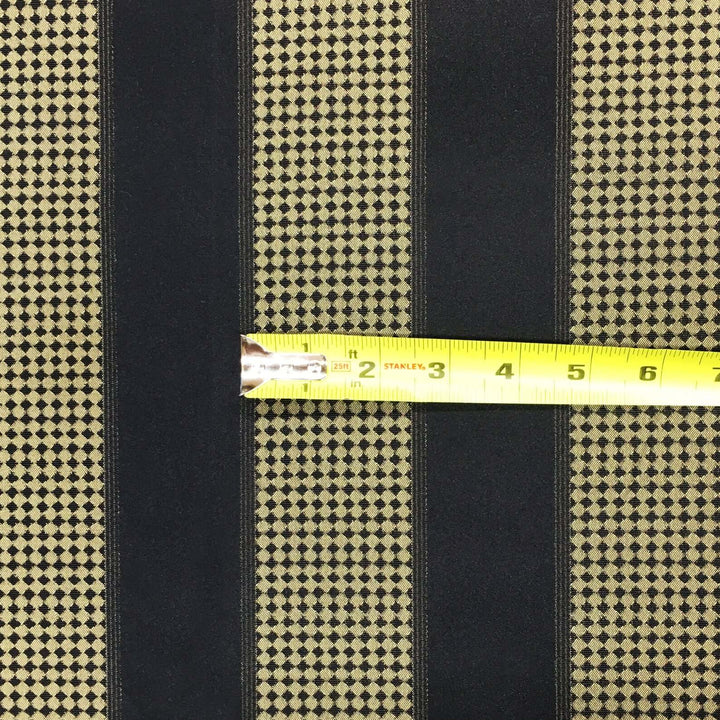 Black Gold Striped Jacquard Brocade Fabric / By the Yard - Classic & Modern