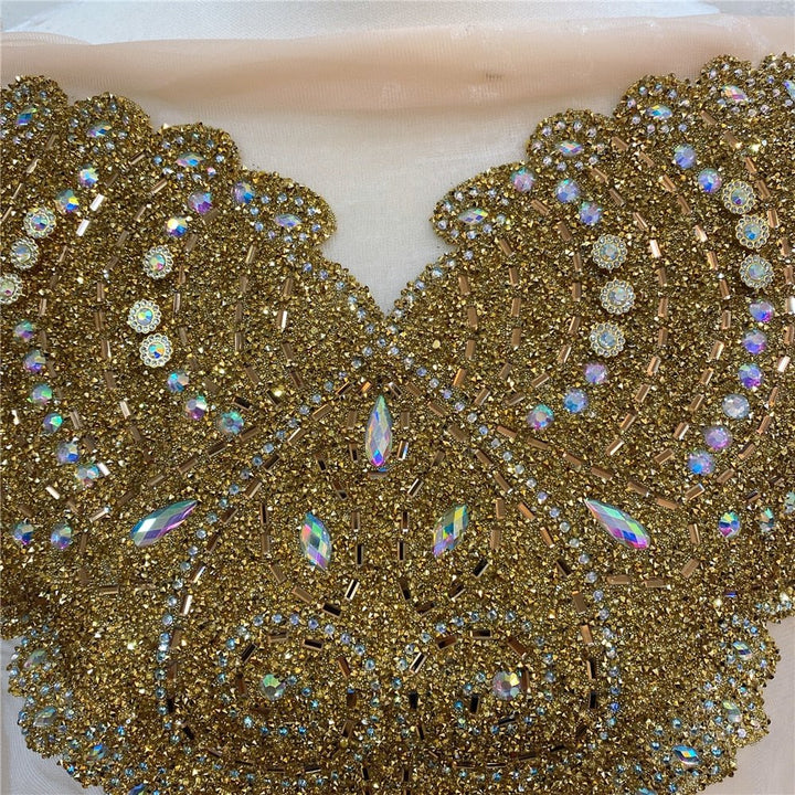 Bridal Wedding Party Rhinestone Crystal Beaded Sequin Glitter Full Body Sew On Patch Trim Applique / 11 COLOR DESIGNS - Classic & Modern