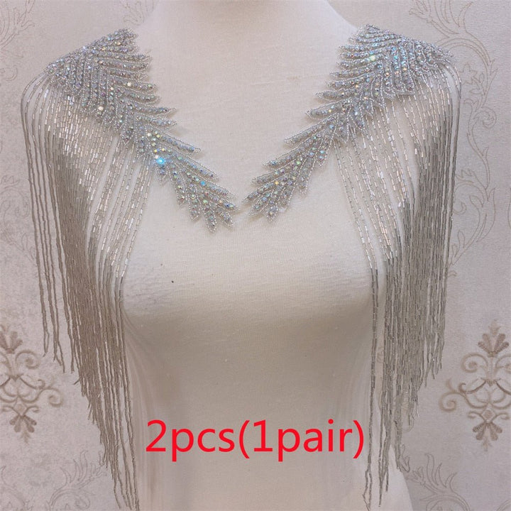 Bridal Wedding Party Rhinestone Crystal Beaded Sequin Glitter Full Body Sew On Patch Trim Applique / 15 COLOR DESIGNS - Classic & Modern