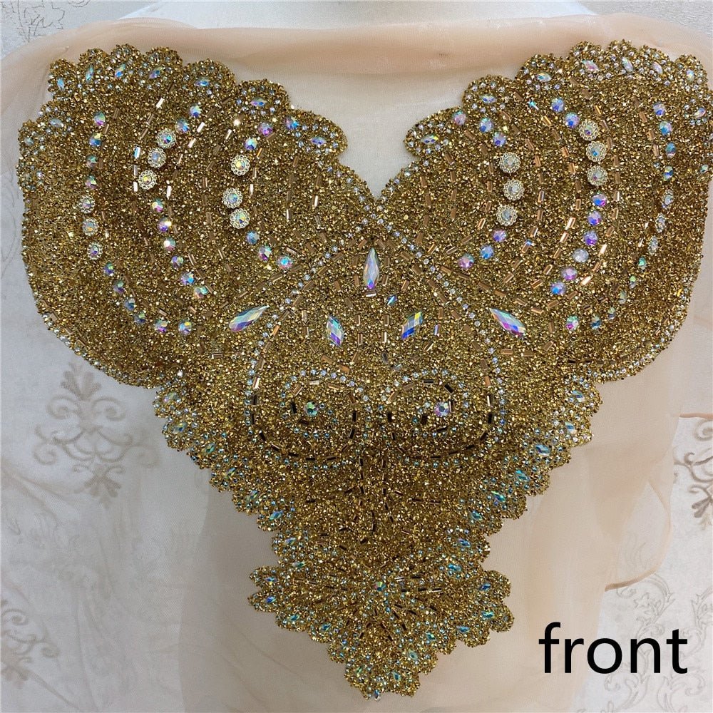 Bridal Wedding Party Rhinestone Crystal Beaded Sequin Glitter Full Body Sew On Patch Trim Applique / 35 COLOR DESIGNS - Classic & Modern