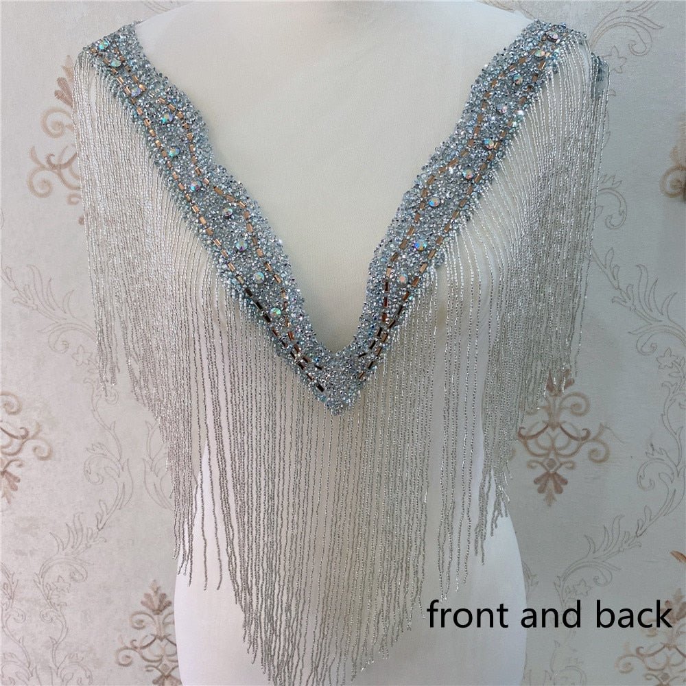 Bridal Wedding Party Rhinestone Crystal Beaded Sequin Glitter Full Body Sew On Patch Trim Applique / 40 COLOR DESIGNS - Classic & Modern