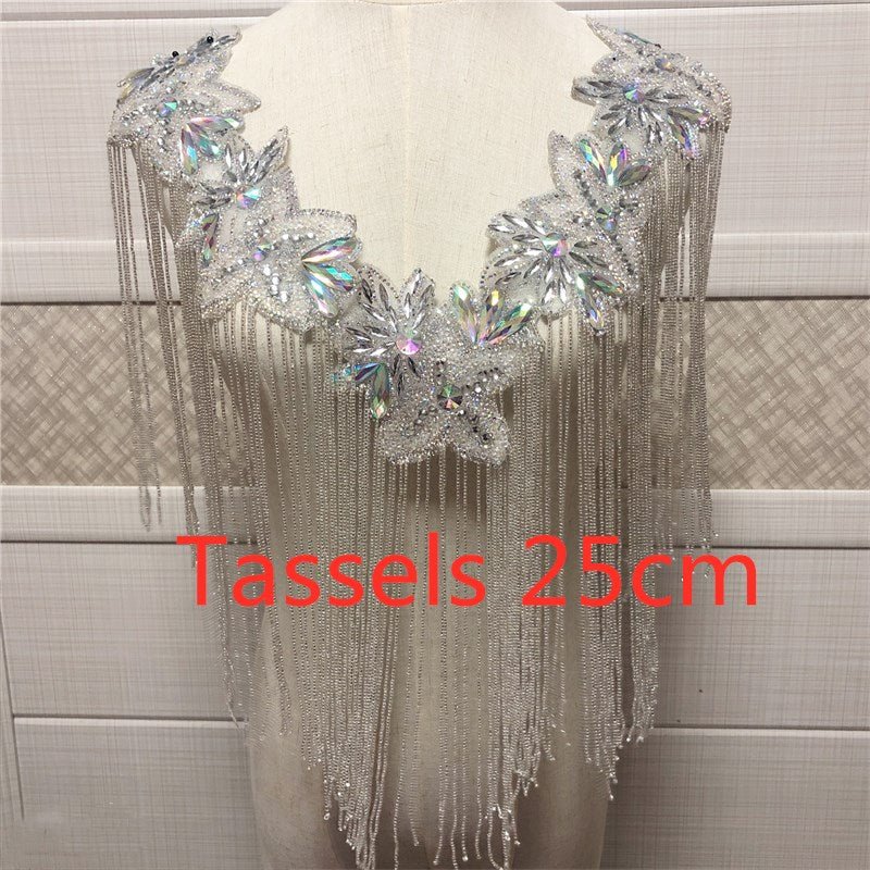 Bridal Wedding Party Rhinestone Crystal String Beaded Sequin Glitter Full Body Sew On Patch Trim Applique / 10 COLOR DESIGNS - Classic & Modern