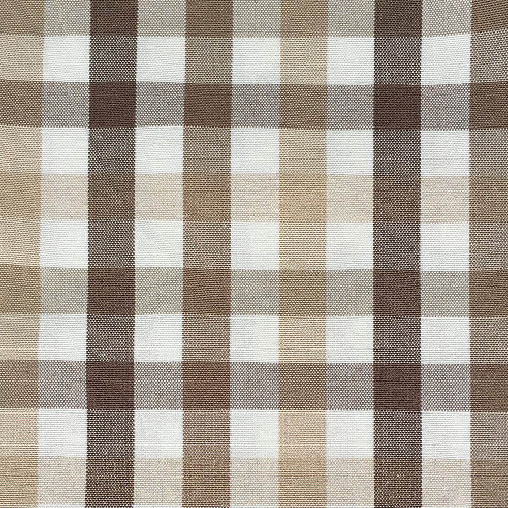 BRIGHTON 108" Brown Off White Small Check Plaid Canvas Fabric - Classic & Modern