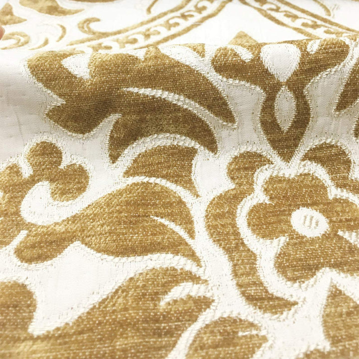 Classic Floral Damask Gold Velvet Brocade Fabric - Classic Modern Fabrics