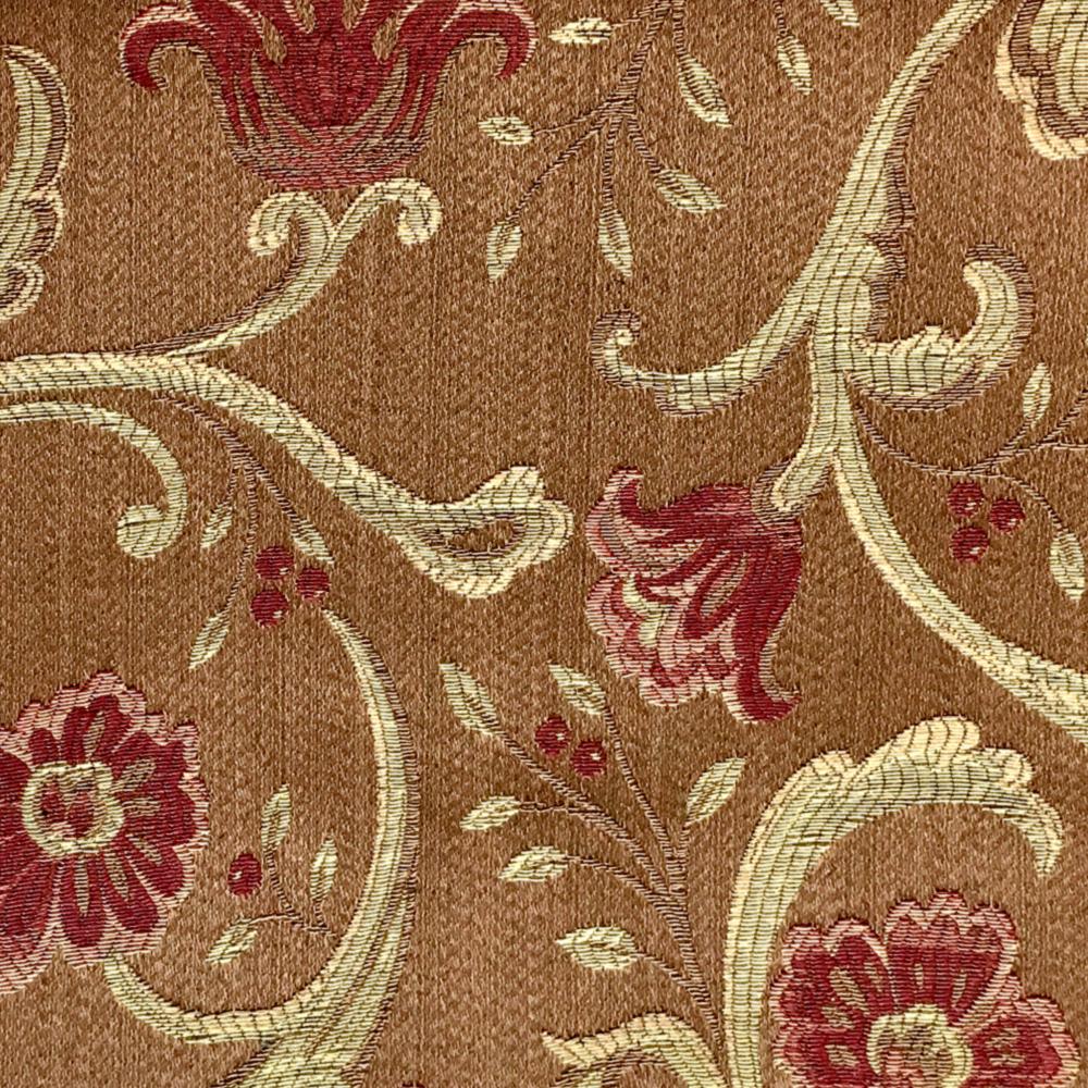 Compari Full Blossom Garden Gold Brown Red Fabric - Classic & Modern