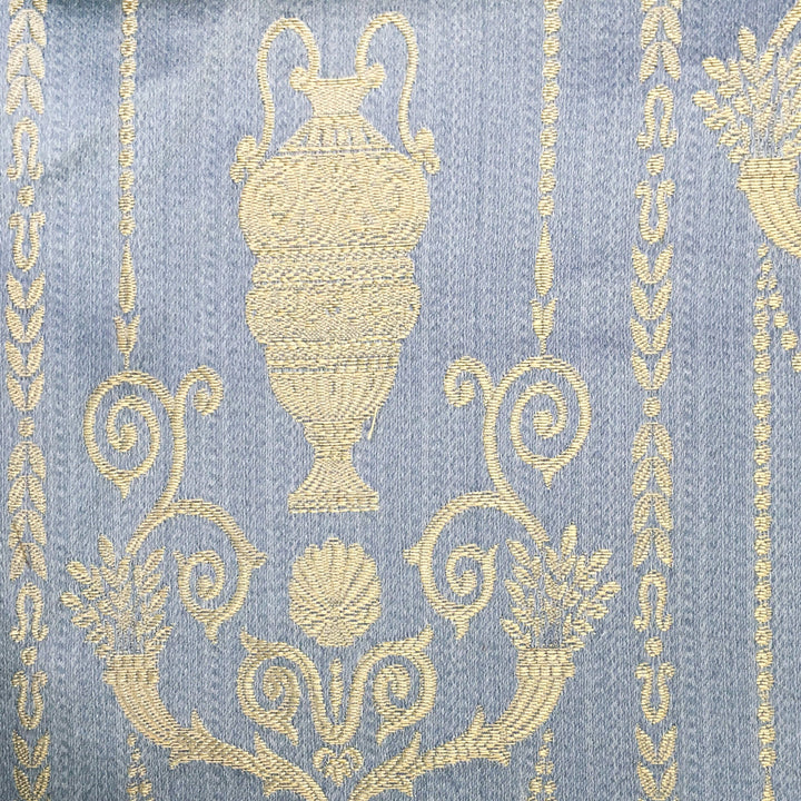 DANTE Blue Gold Damask Jacquard Brocade Fabric - Classic & Modern