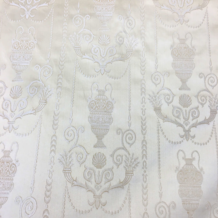 DANTE Ivory Damask Jacquard Brocade Fabric - Classic & Modern