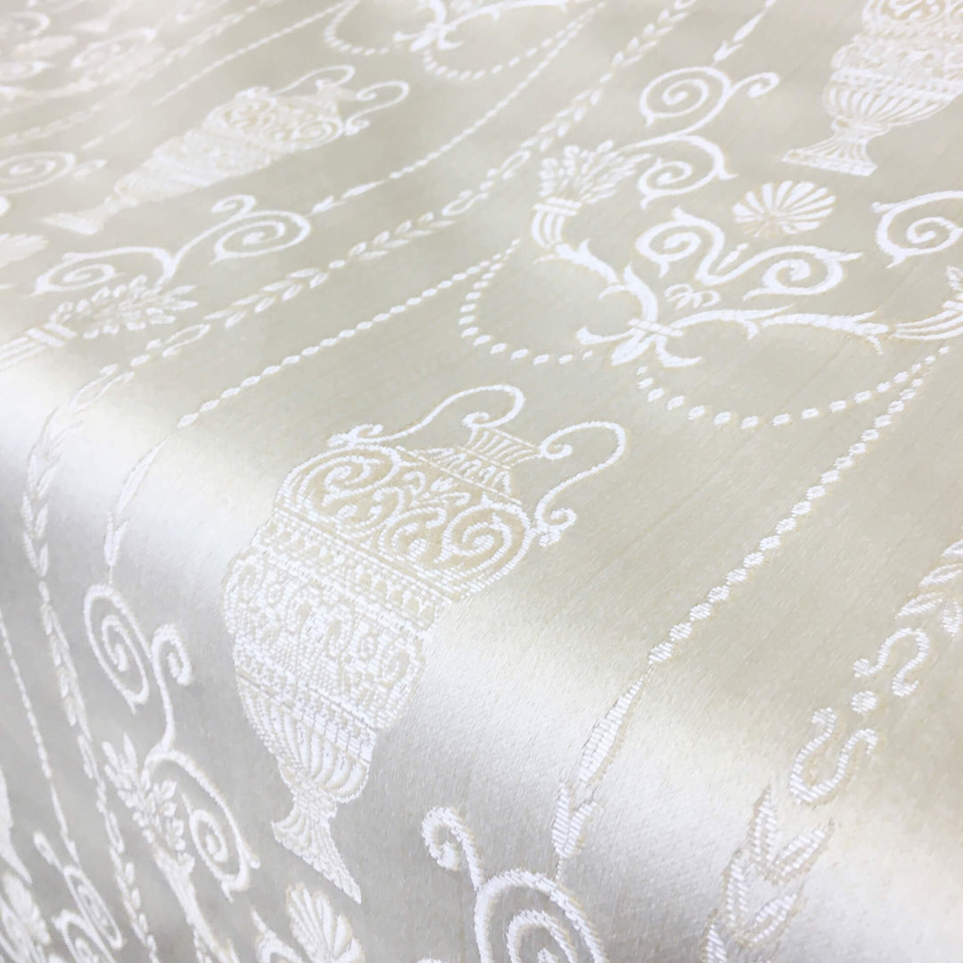 DANTE Ivory Damask Jacquard Brocade Fabric - Classic & Modern