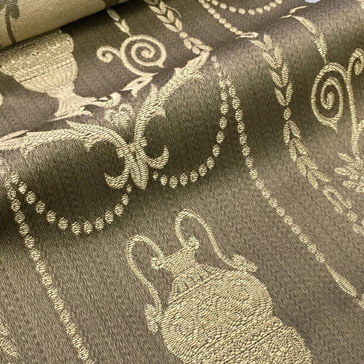 DANTE Olive Gold Damask Jacquard Brocade Fabric - Classic & Modern