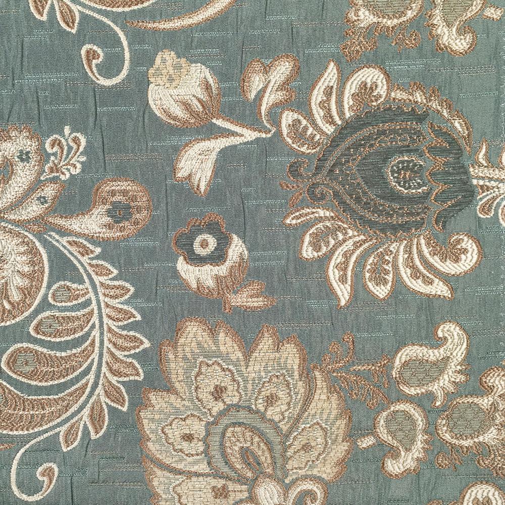 Floral Paisley Chenille Jacquard Teal Blue Fabric - Classic & Modern