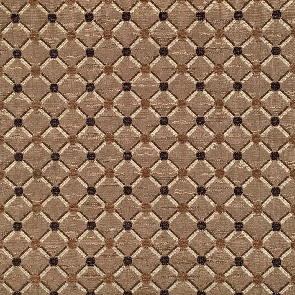 Geometric Diamond Chenille Jacquard Brown Fabric - Classic & Modern