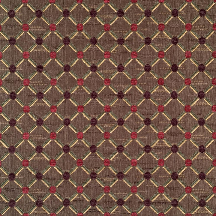 Geometric Diamond Chenille Jacquard Dark Purple Brown Fabric - Classic & Modern